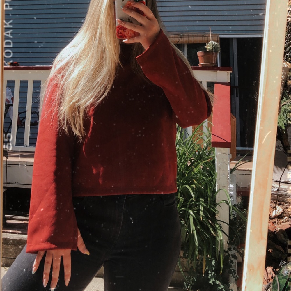 CROPP Red Velvet Cropped Sweater